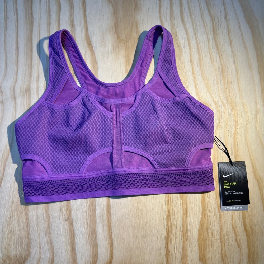 Nike Women's Swoosh Ultrabreathe Medium Support Sports Bra Purple Size L NWT